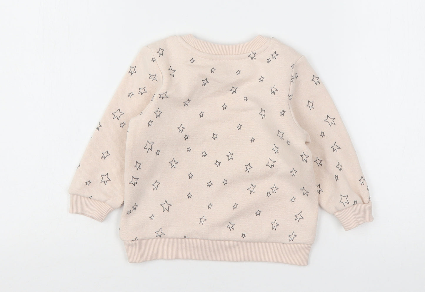 Primark Girls Pink Geometric Cotton Pullover Jumper Size 12-18 Months