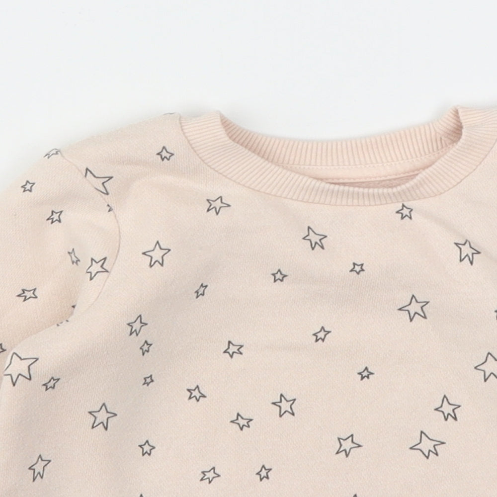 Primark Girls Pink Geometric Cotton Pullover Jumper Size 12-18 Months