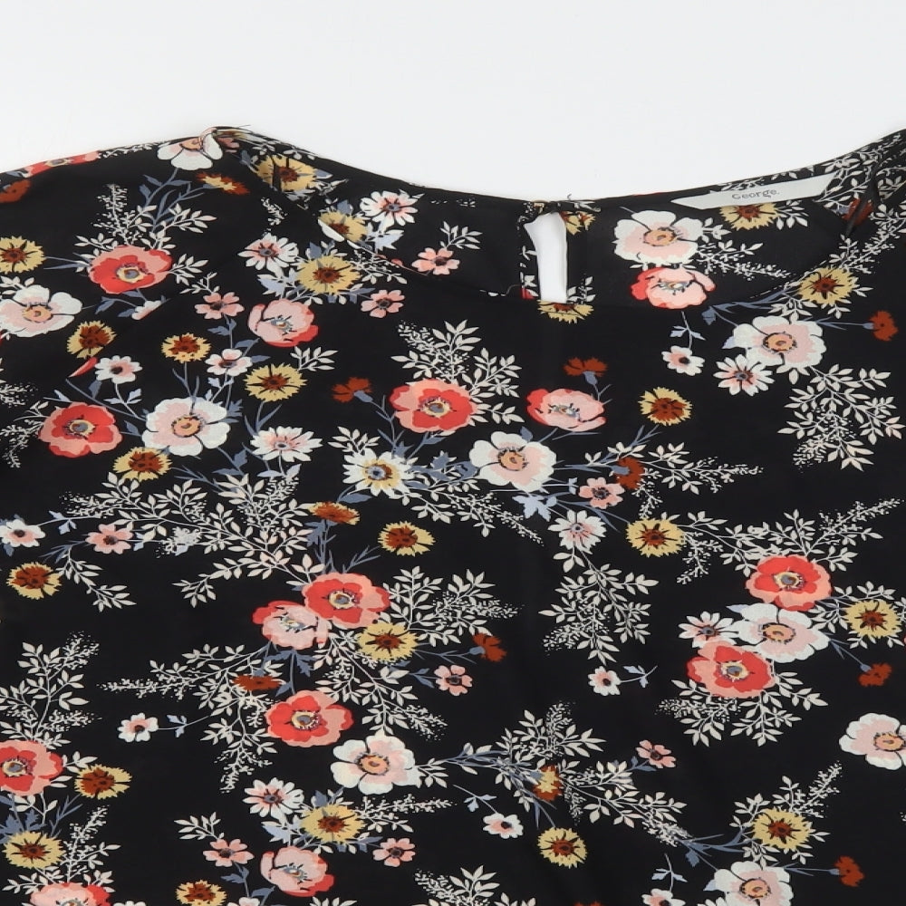 George Womens Multicoloured Floral Polyester Basic Blouse Size 24 Round Neck