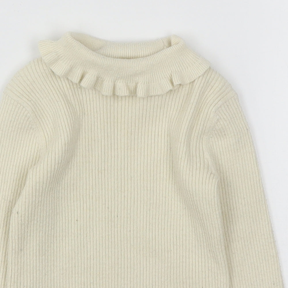 George Girls Ivory Roll Neck  Viscose Pullover Jumper Size 2-3 Years