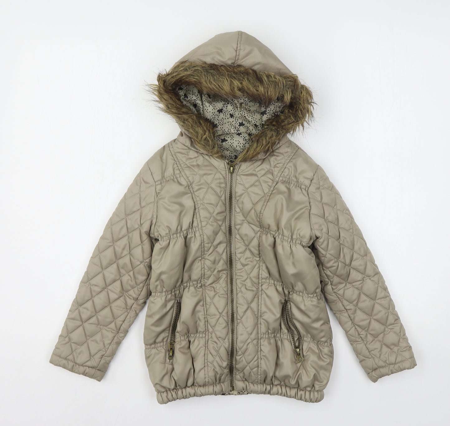 Dunnes Stores Girls Beige   Quilted Coat Size 7 Years