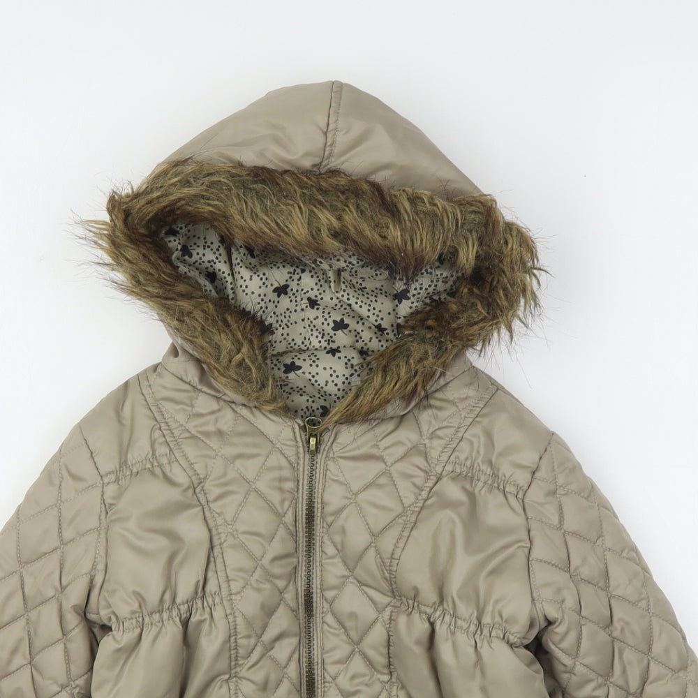 Dunnes Stores Girls Beige   Quilted Coat Size 7 Years