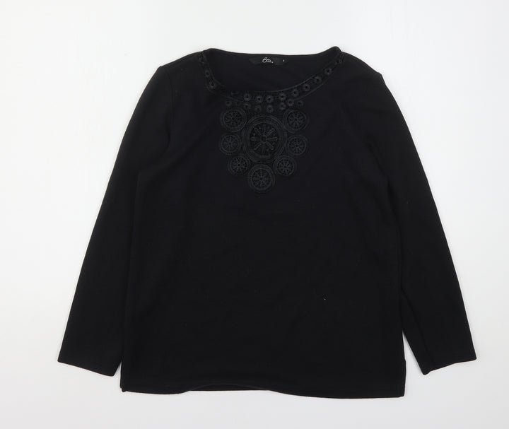 Bonmarché Womens Black Polyester Basic T-Shirt Size S Round Neck