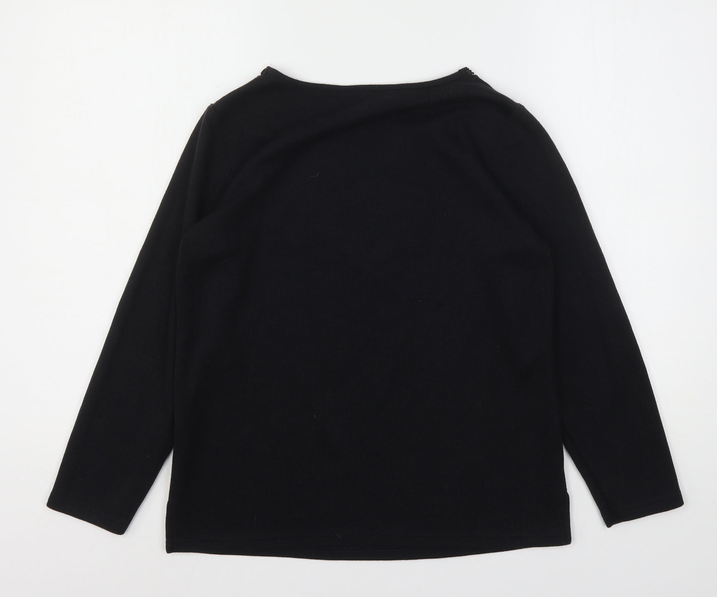 Bonmarché Womens Black  Polyester Basic T-Shirt Size S Round Neck