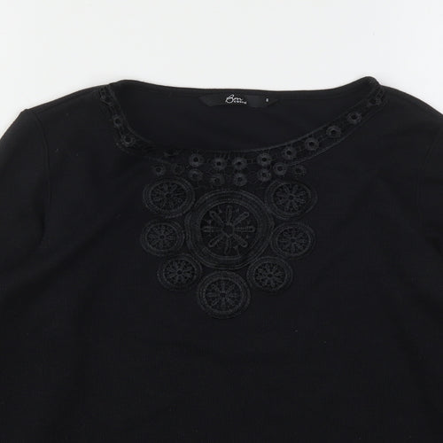 Bonmarché Womens Black  Polyester Basic T-Shirt Size S Round Neck