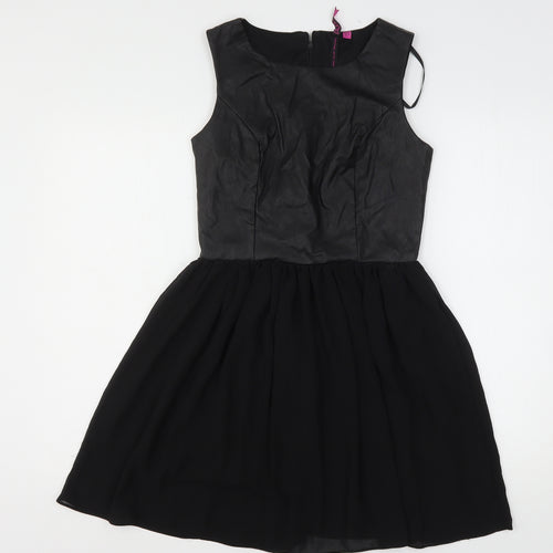 Boohoo Womens Black  Polyester Mini  Size 10  Round Neck