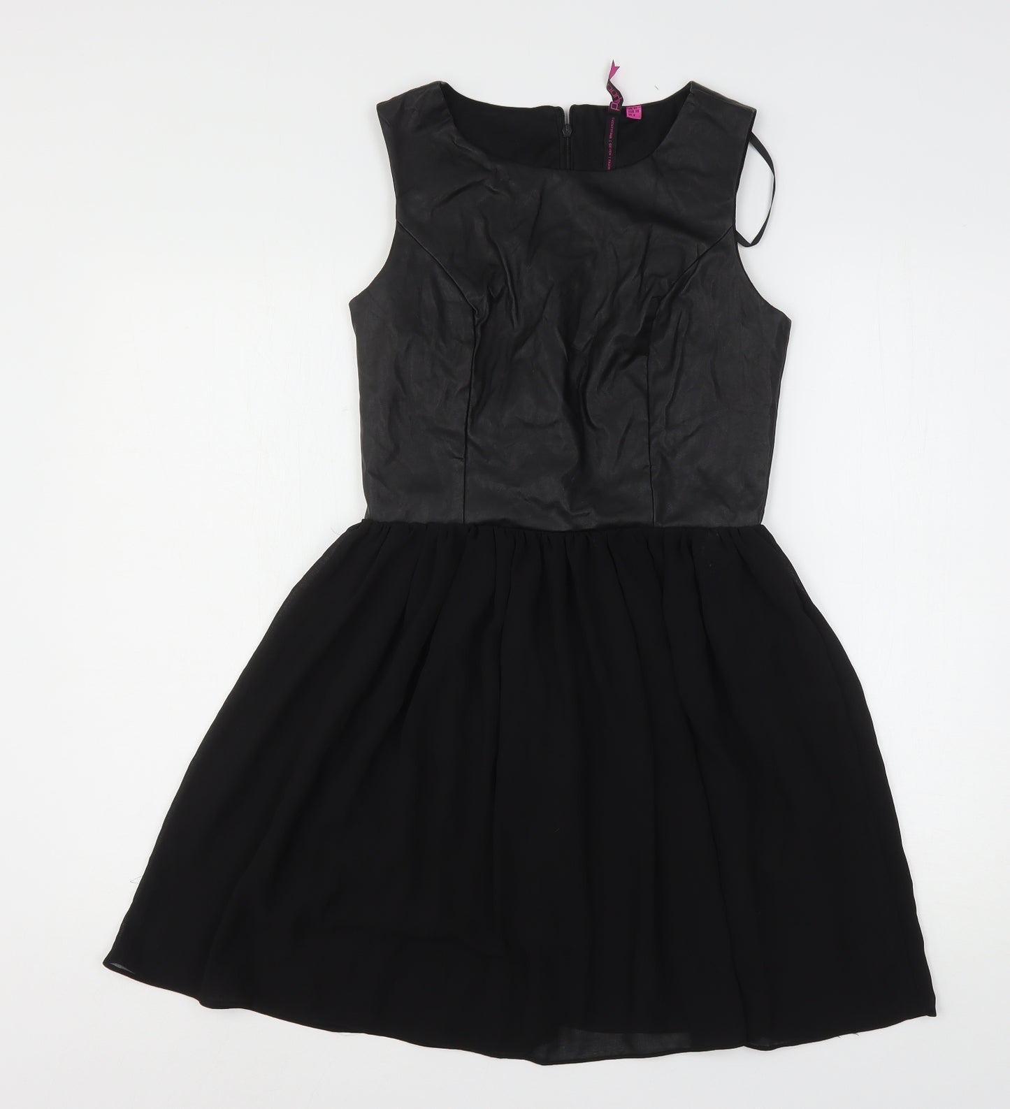 Boohoo Womens Black  Polyester Mini  Size 10  Round Neck