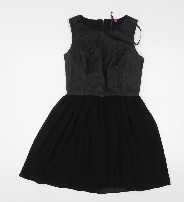 Boohoo Womens Black  Polyester Mini  Size 10  Round Neck