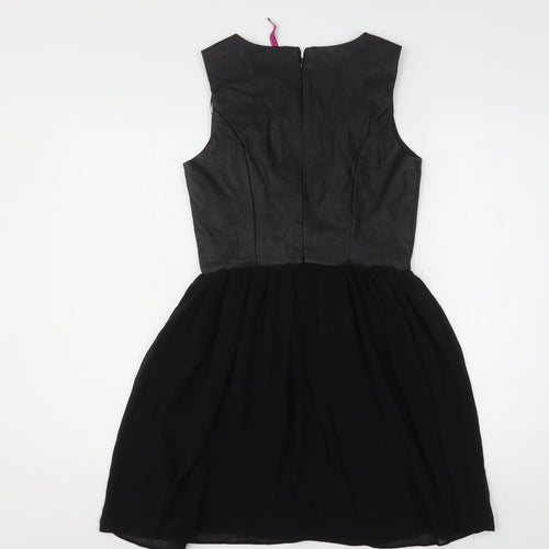 Boohoo Womens Black  Polyester Mini  Size 10  Round Neck