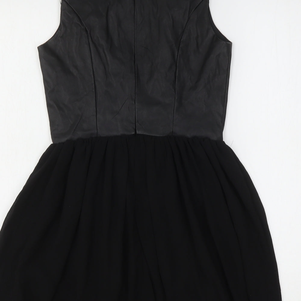 Boohoo Womens Black  Polyester Mini  Size 10  Round Neck