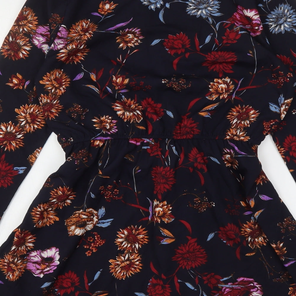 Boohoo Womens Multicoloured Floral Polyester Basic Blouse Size 10 V-Neck