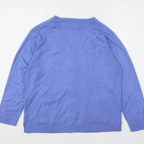 Reflect Womens Blue V-Neck  Acrylic Cardigan Jumper Size M