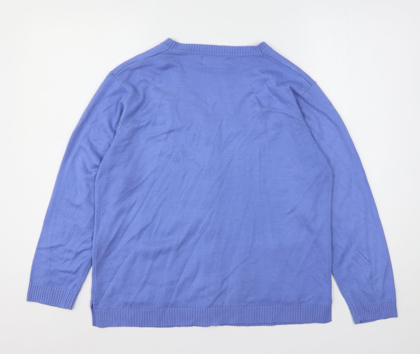 Reflect Womens Blue V-Neck  Acrylic Cardigan Jumper Size M