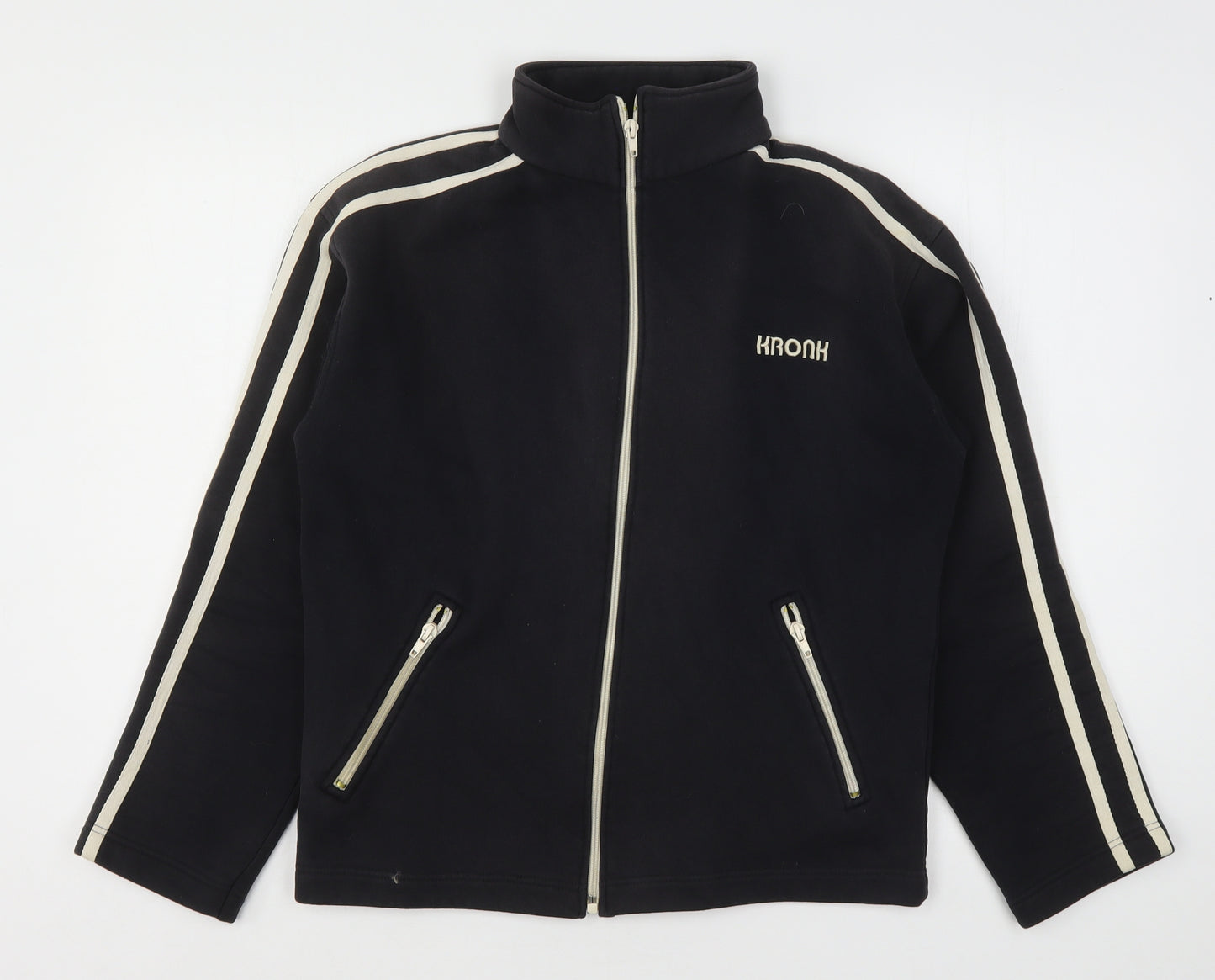 Kronk Womens Black  Cotton Full Zip Sweatshirt Size M