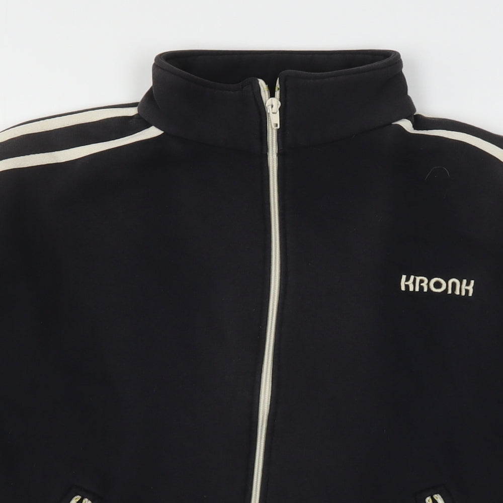 Kronk Womens Black  Cotton Full Zip Sweatshirt Size M