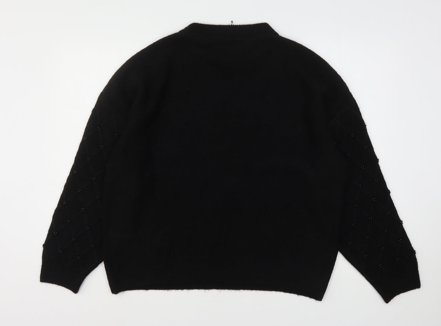 Marks and Spencer Womens Black Round Neck  Acrylic Pullover Jumper Size L