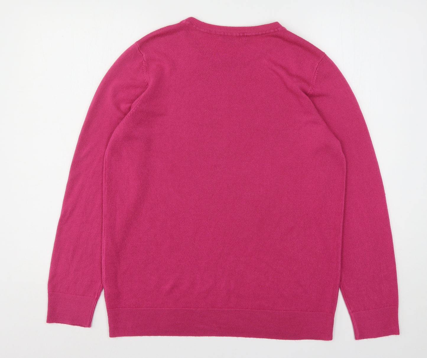 Bonmarché Womens Pink Round Neck  Acrylic Pullover Jumper Size 16