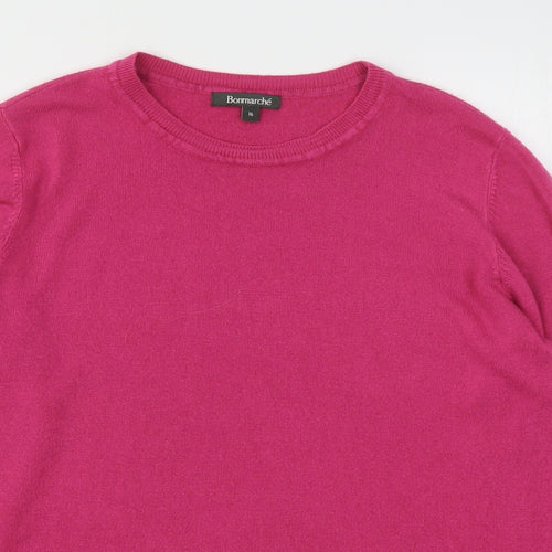 Bonmarché Womens Pink Round Neck  Acrylic Pullover Jumper Size 16