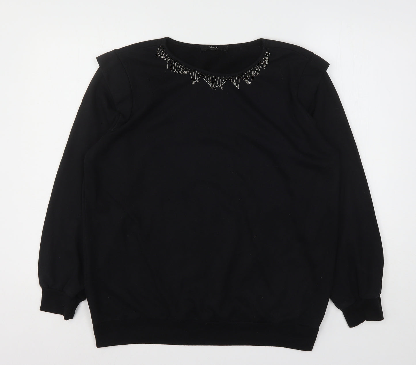 George Womens Black  Cotton Pullover Sweatshirt Size 12