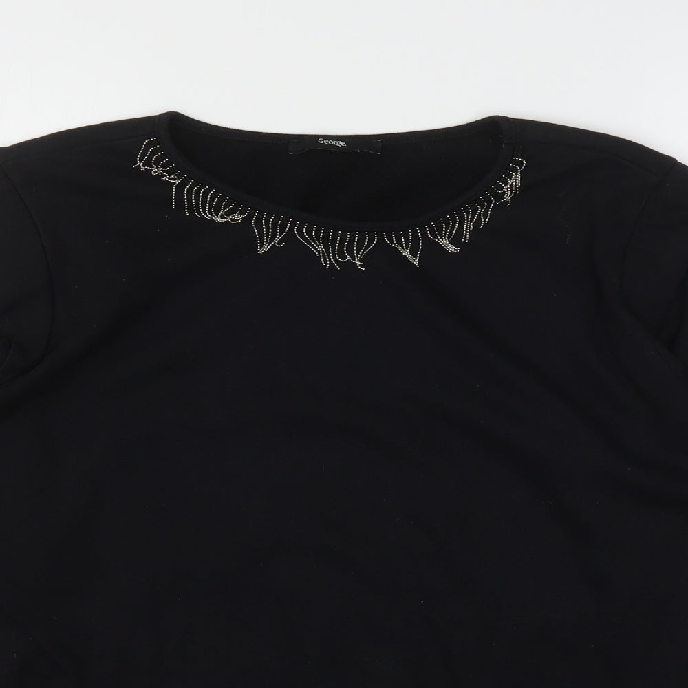 George Womens Black  Cotton Pullover Sweatshirt Size 12
