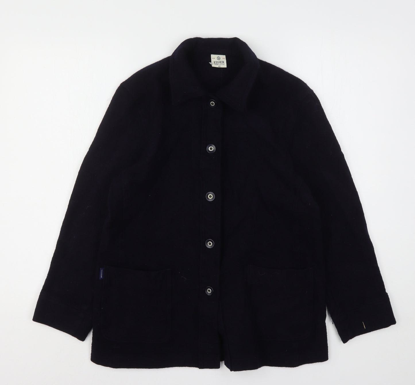 Fisser Womens Blue  Polyester Basic Button-Up Size 12 Collared