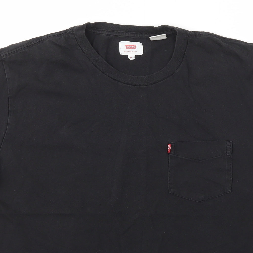 LEVIS Mens Black  Cotton  T-Shirt Size M Crew Neck