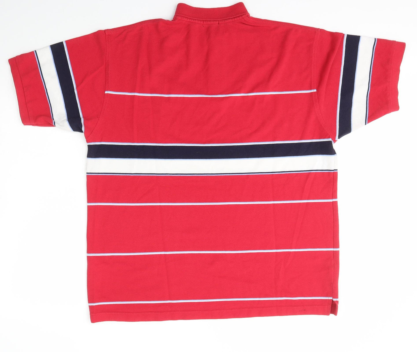 Hugo Samuel Mens Red Striped Cotton  Polo Size 4XL Collared
