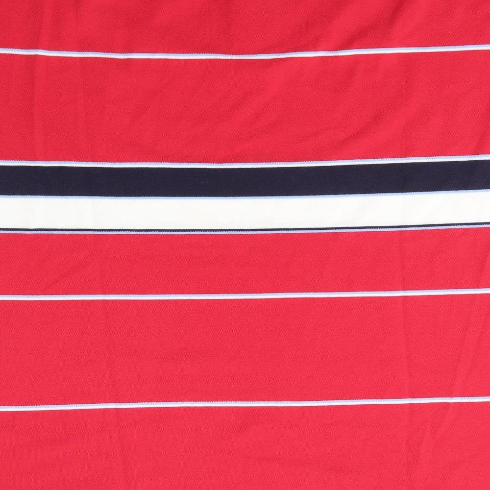Hugo Samuel Mens Red Striped Cotton  Polo Size 4XL Collared