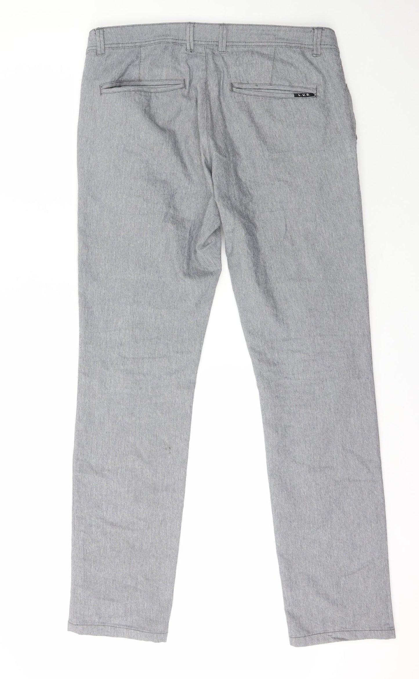 Livergy Mens Grey  Cotton Chino Trousers Size 34 L32 in Regular