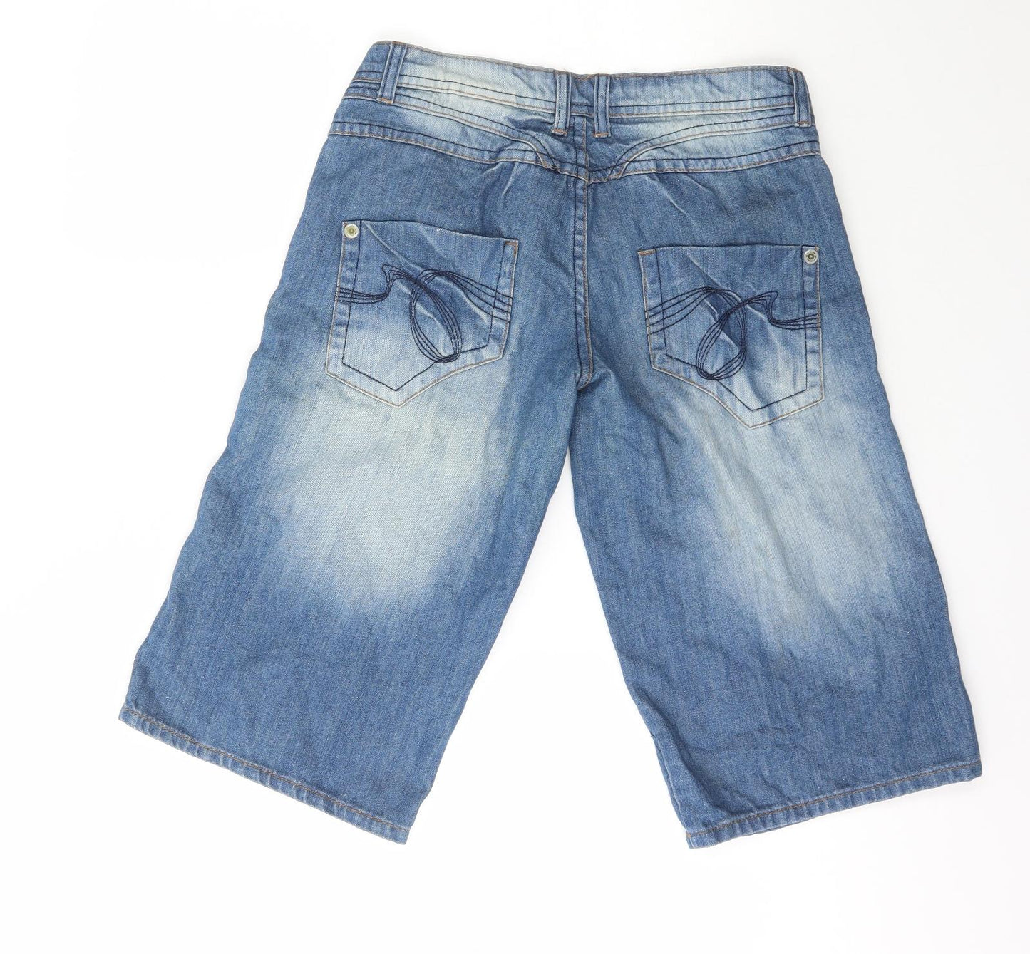 NEXT Womens Blue  Cotton Boyfriend Shorts Size 8 L17 in Regular