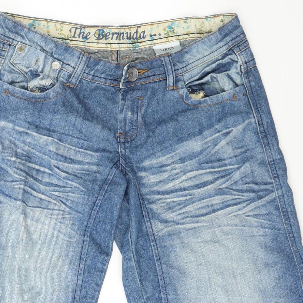 NEXT Womens Blue  Cotton Boyfriend Shorts Size 8 L17 in Regular