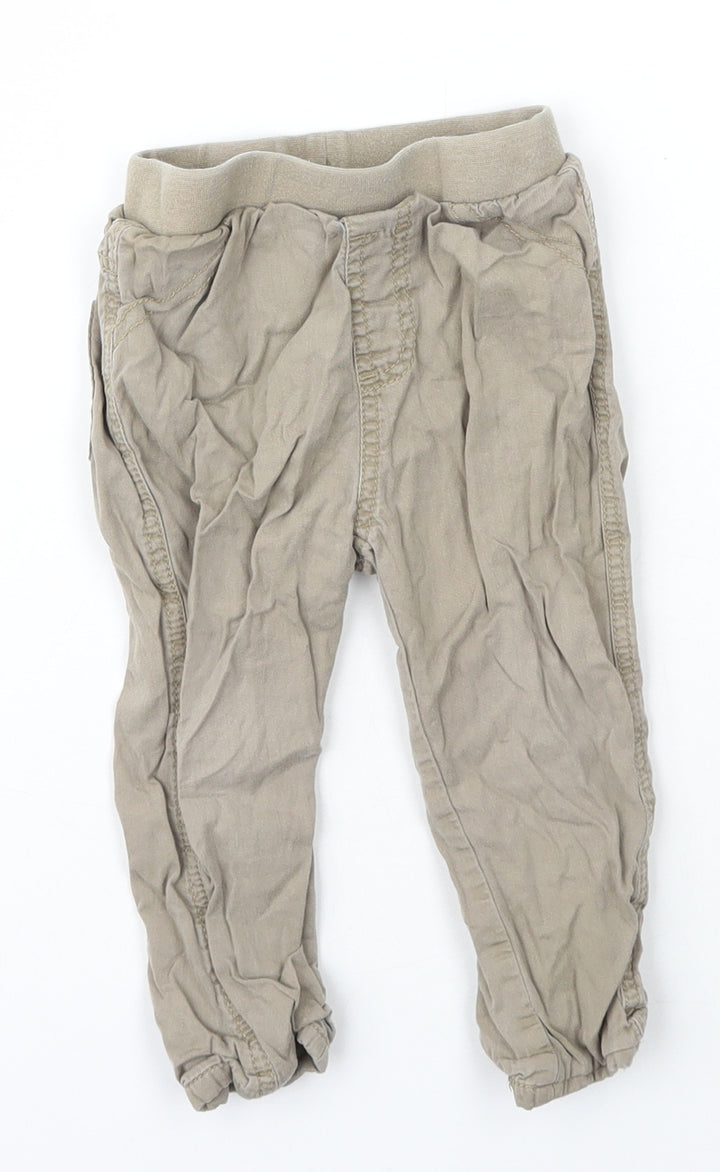 George Boys Beige  Cotton Jogger Trousers Size 12-18 Months