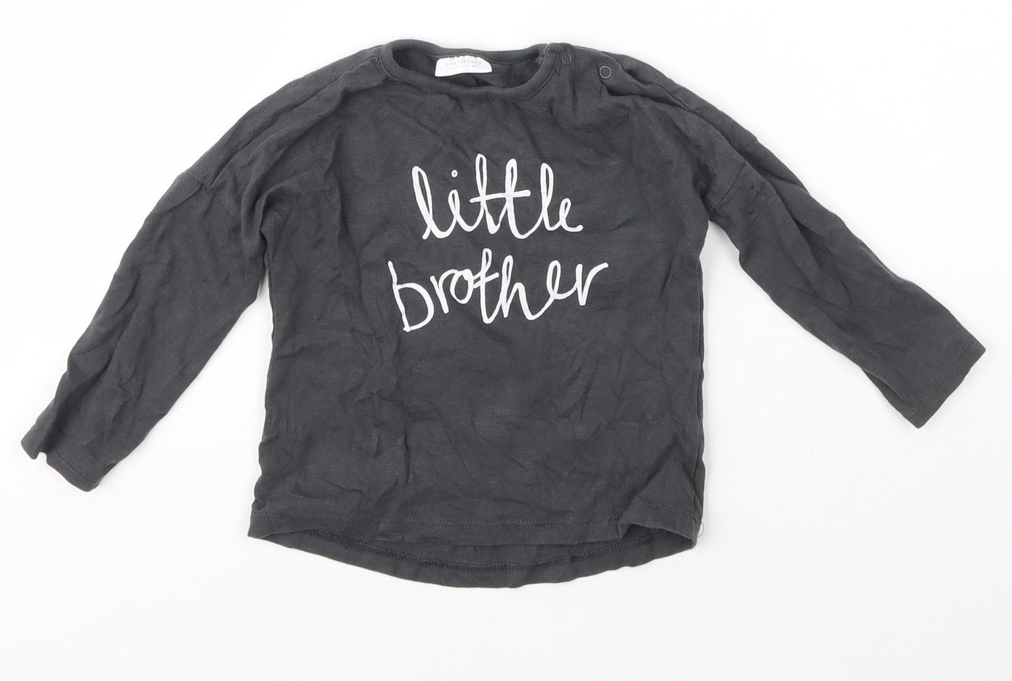 NEXT Boys Grey  Cotton Basic T-Shirt Size 12-18 Months Crew Neck