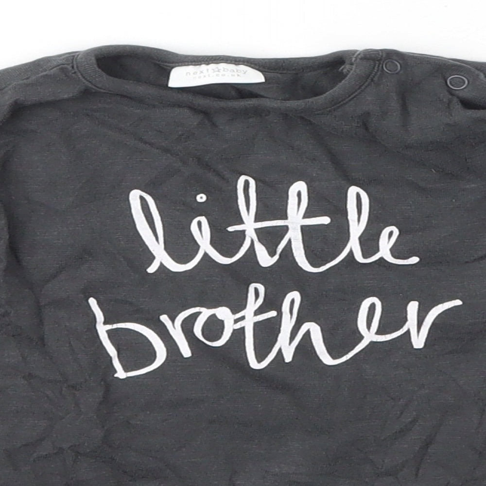 NEXT Boys Grey  Cotton Basic T-Shirt Size 12-18 Months Crew Neck