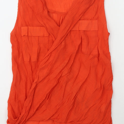 River Island Womens Orange  Viscose Basic T-Shirt Size 6 V-Neck