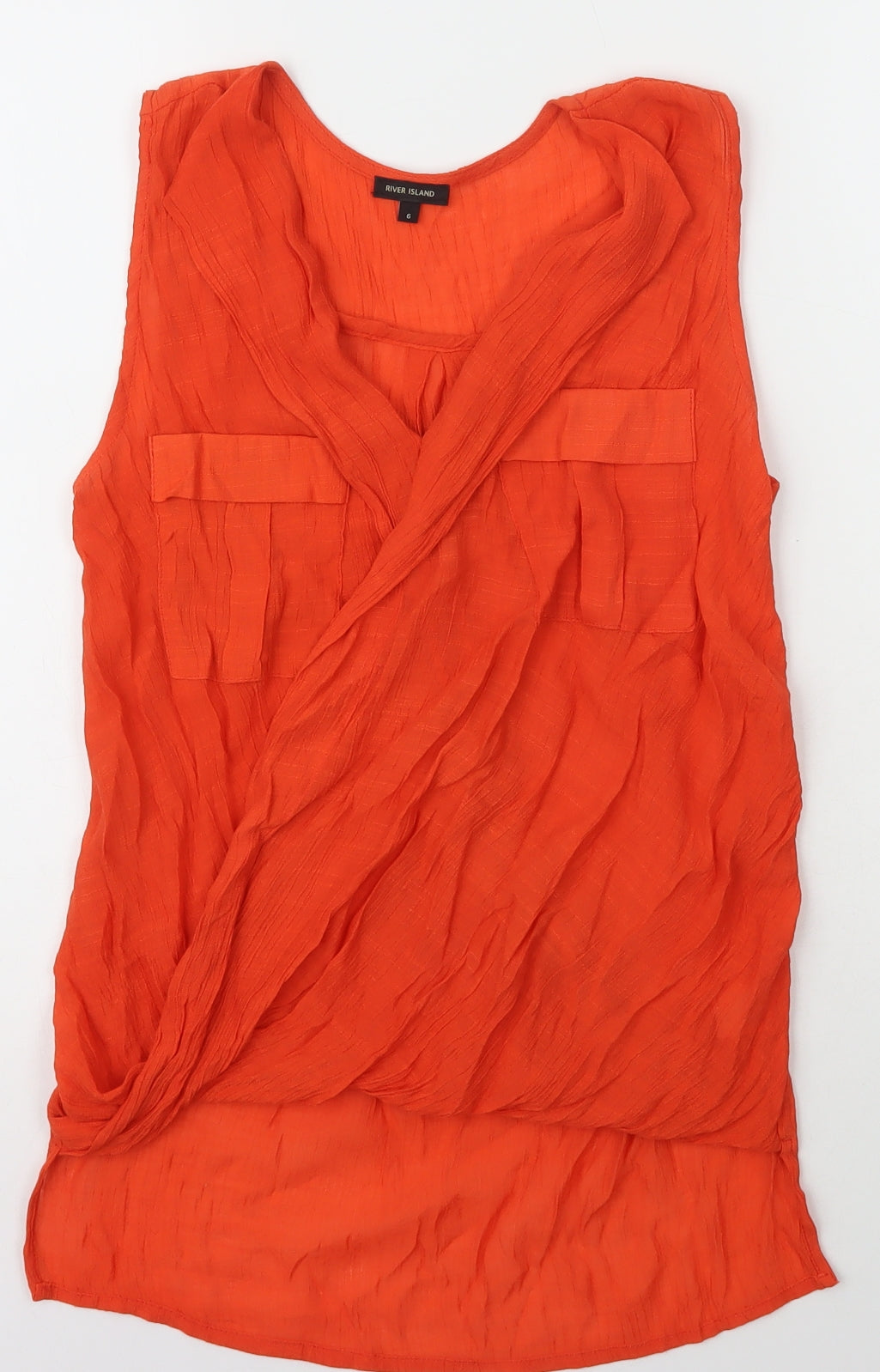 River Island Womens Orange  Viscose Basic T-Shirt Size 6 V-Neck