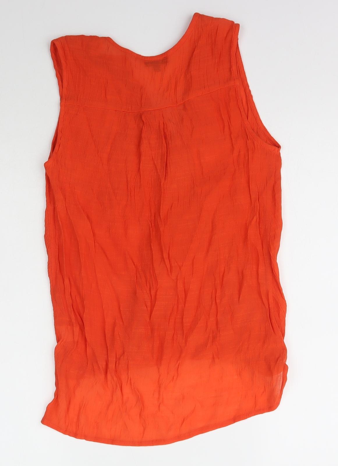 River Island Womens Orange  Viscose Basic T-Shirt Size 6 V-Neck