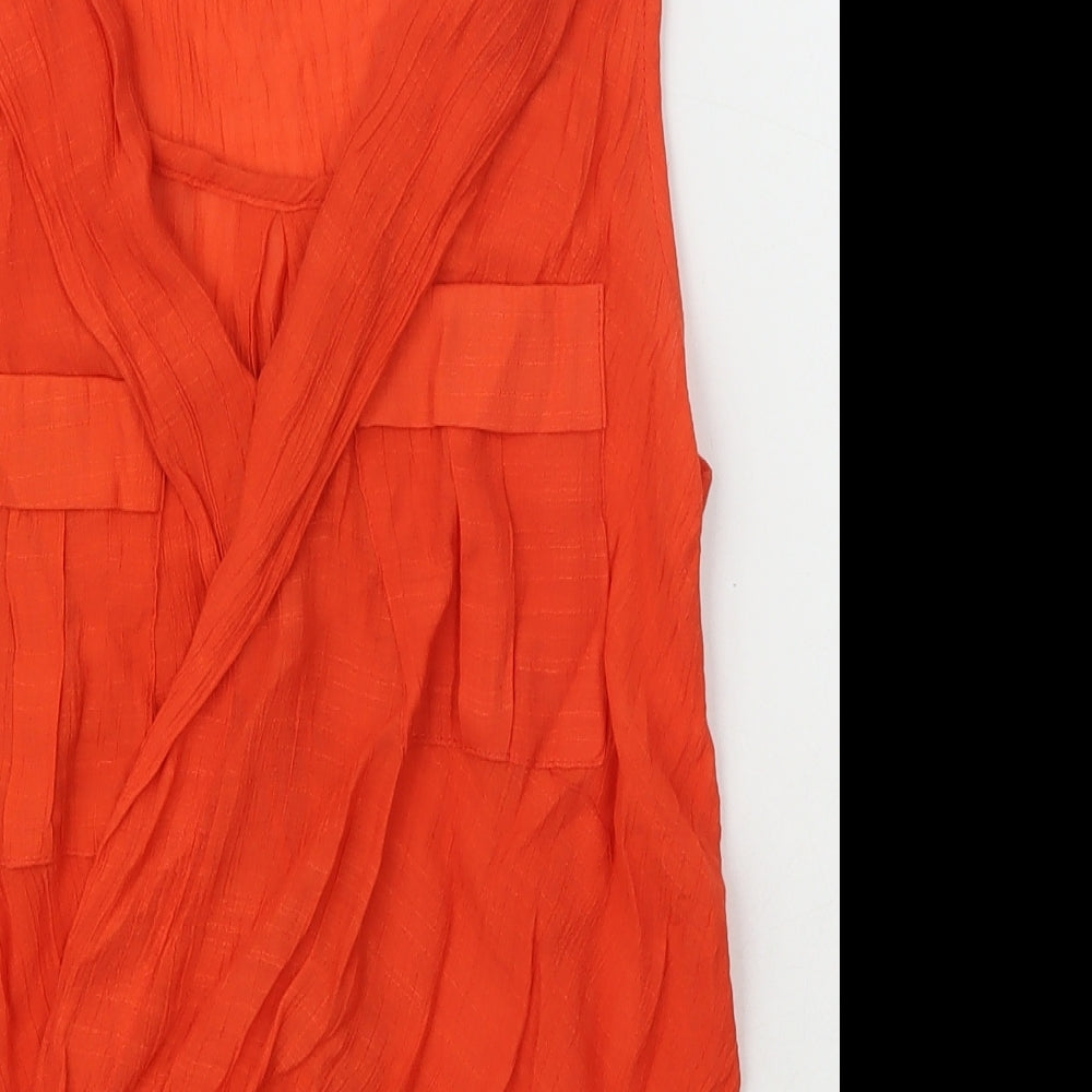 River Island Womens Orange  Viscose Basic T-Shirt Size 6 V-Neck