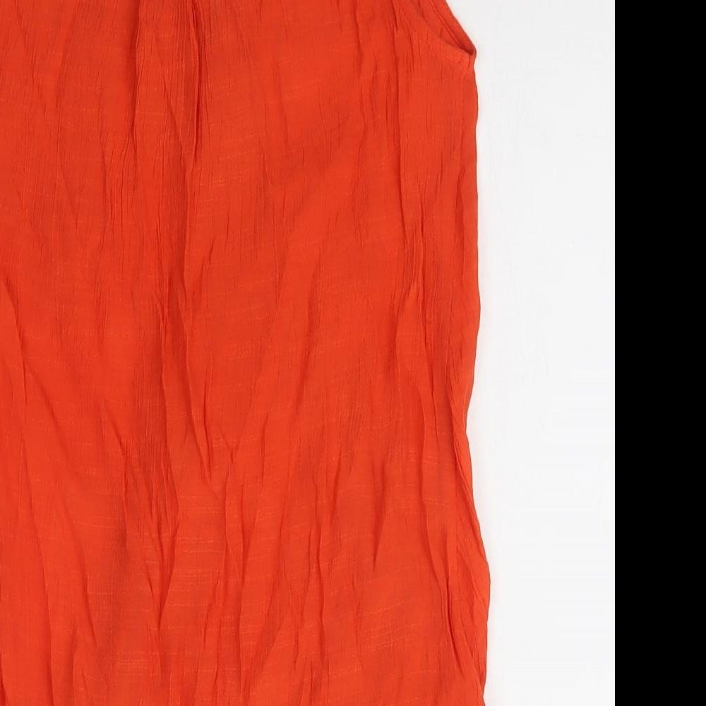 River Island Womens Orange  Viscose Basic T-Shirt Size 6 V-Neck