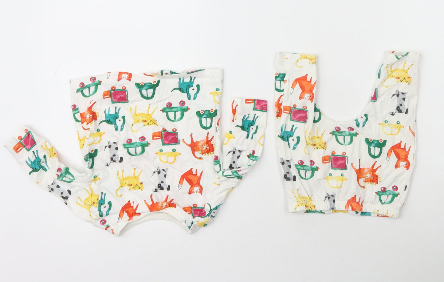 NEXT Girls Ivory Geometric Cotton Capri Pyjama Set Size 3-6 Months