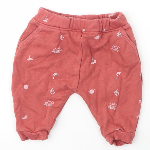 Leigh Tucker Girls Pink  Cotton Jogger Trousers Size 0-3 Months