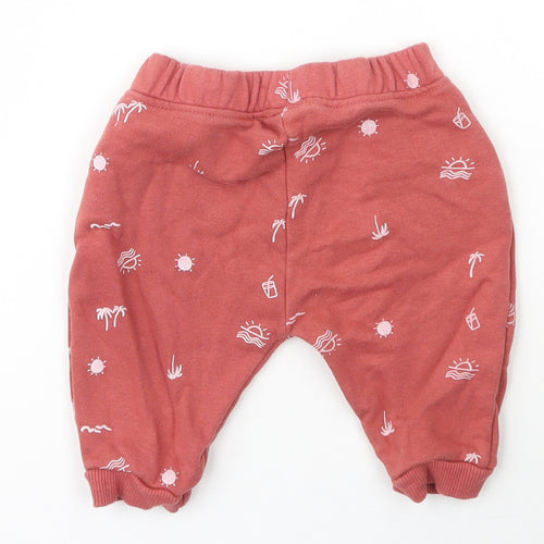 Leigh Tucker Girls Pink  Cotton Jogger Trousers Size 0-3 Months