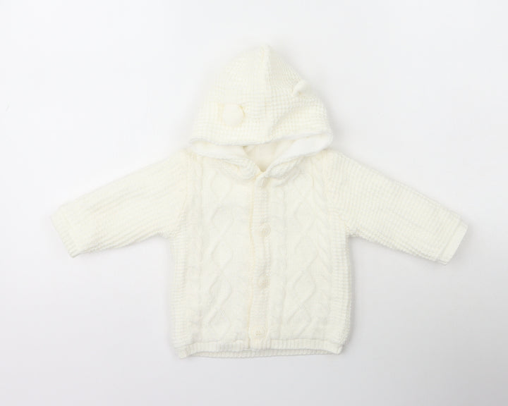 George Girls White  Polyester Cardigan Jumper Size 3-6 Months