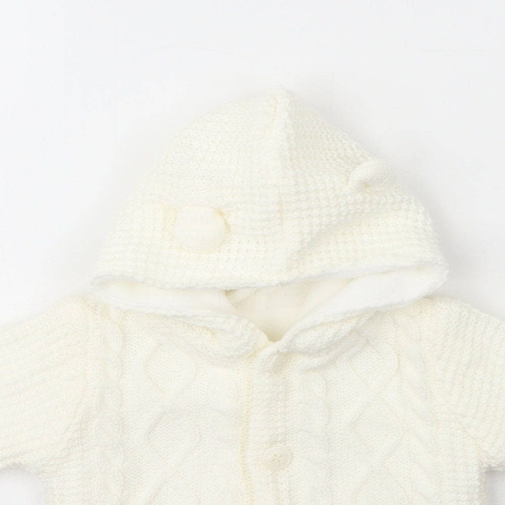 George Girls White  Polyester Cardigan Jumper Size 3-6 Months