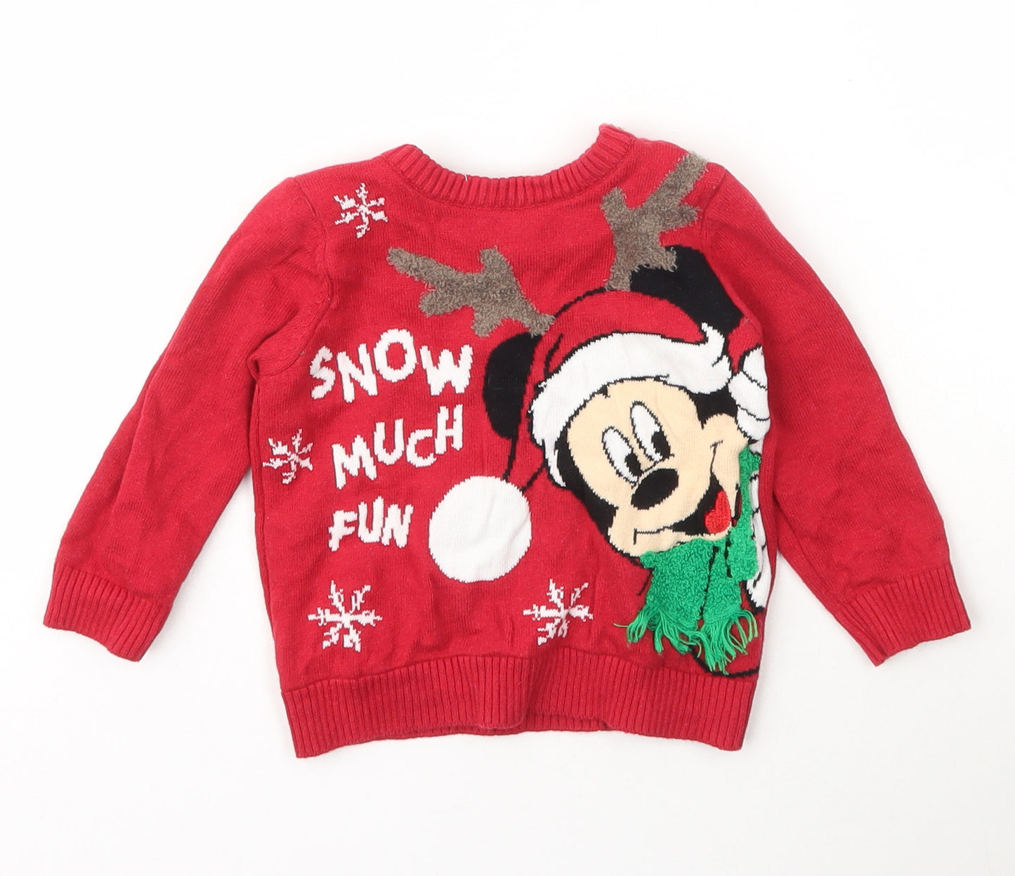 Primark Girls Red  Cotton Pullover Jumper Size 6-9 Months   - Minnie Mouse Disney Christmas