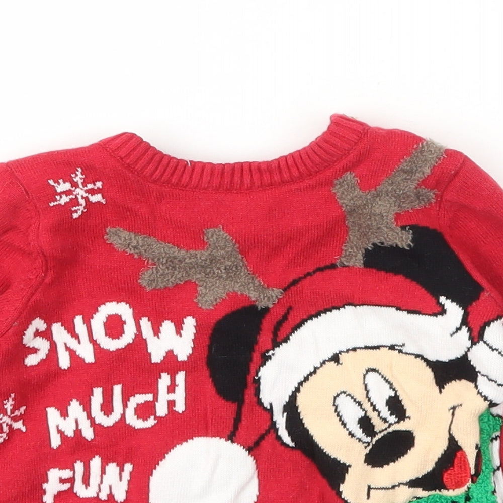 Primark Girls Red  Cotton Pullover Jumper Size 6-9 Months   - Minnie Mouse Disney Christmas