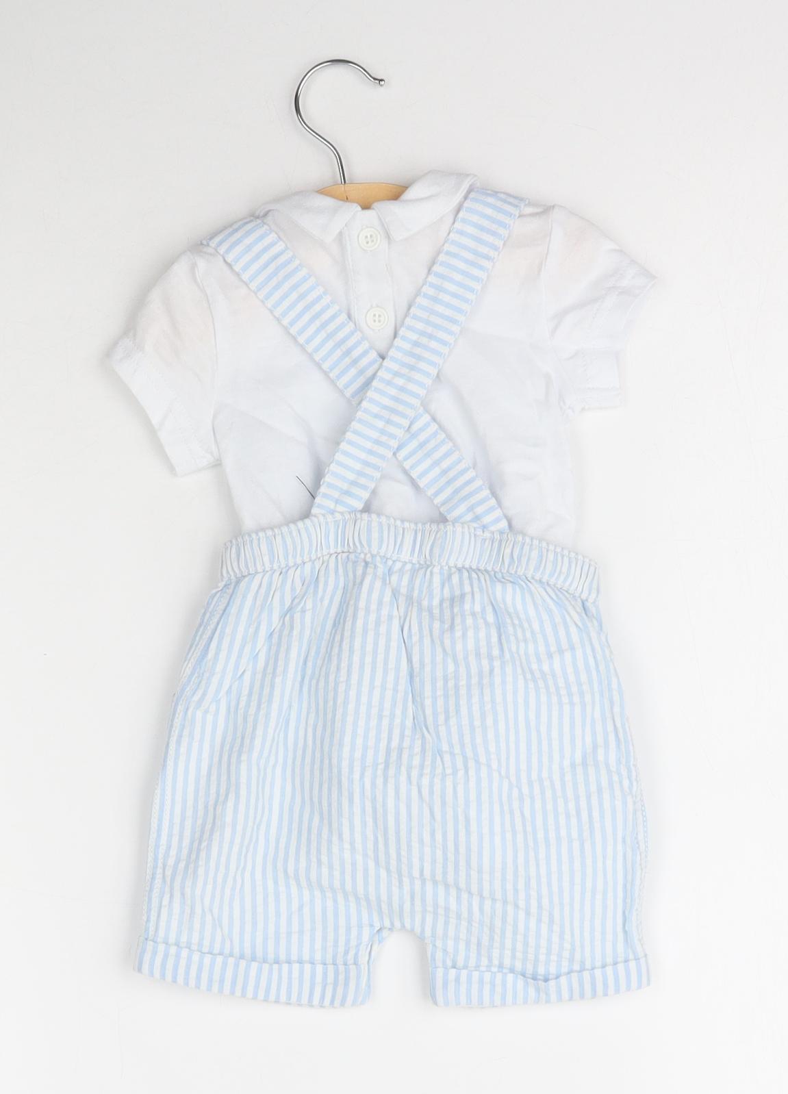 Disney Baby Girls Blue Striped Cotton Dungaree Outfit/Set Size 3-6 Months   - Dumbo