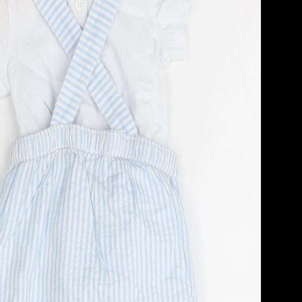 Disney Baby Girls Blue Striped Cotton Dungaree Outfit/Set Size 3-6 Months   - Dumbo