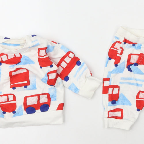 Marks and Spencer Boys White  Cotton Trousers Set Outfit/Set Size 3-6 Months