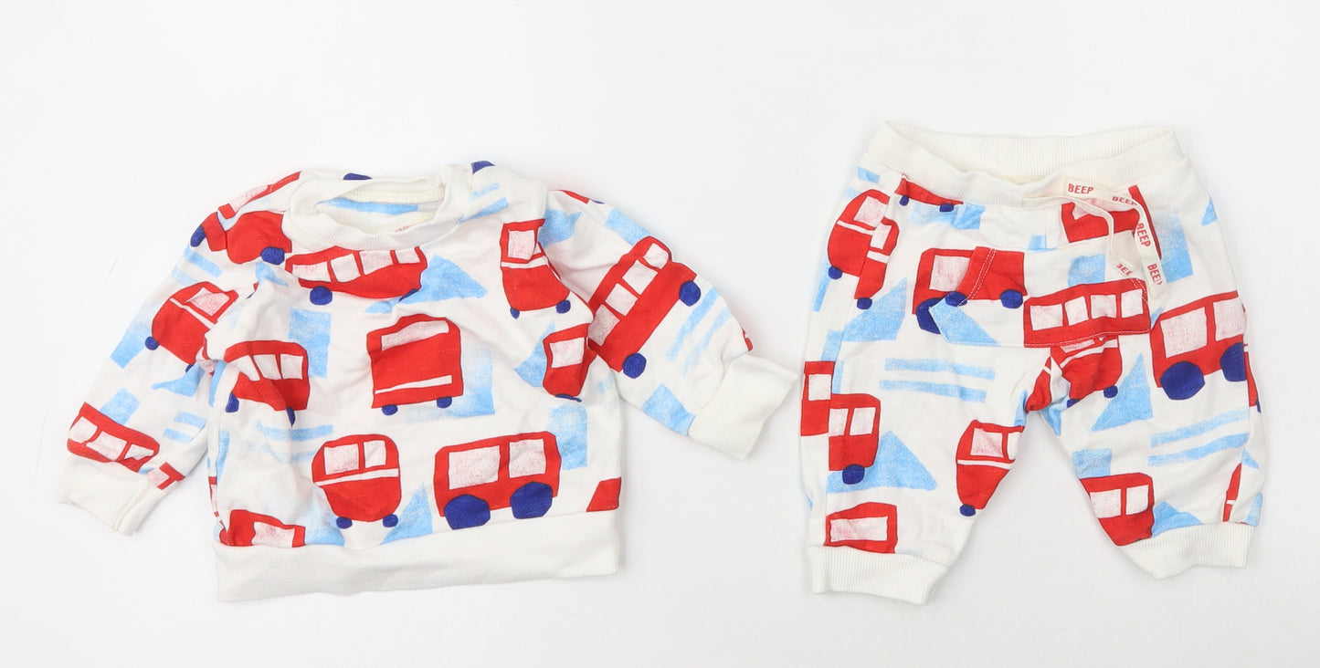 Marks and Spencer Boys White  Cotton Trousers Set Outfit/Set Size 3-6 Months